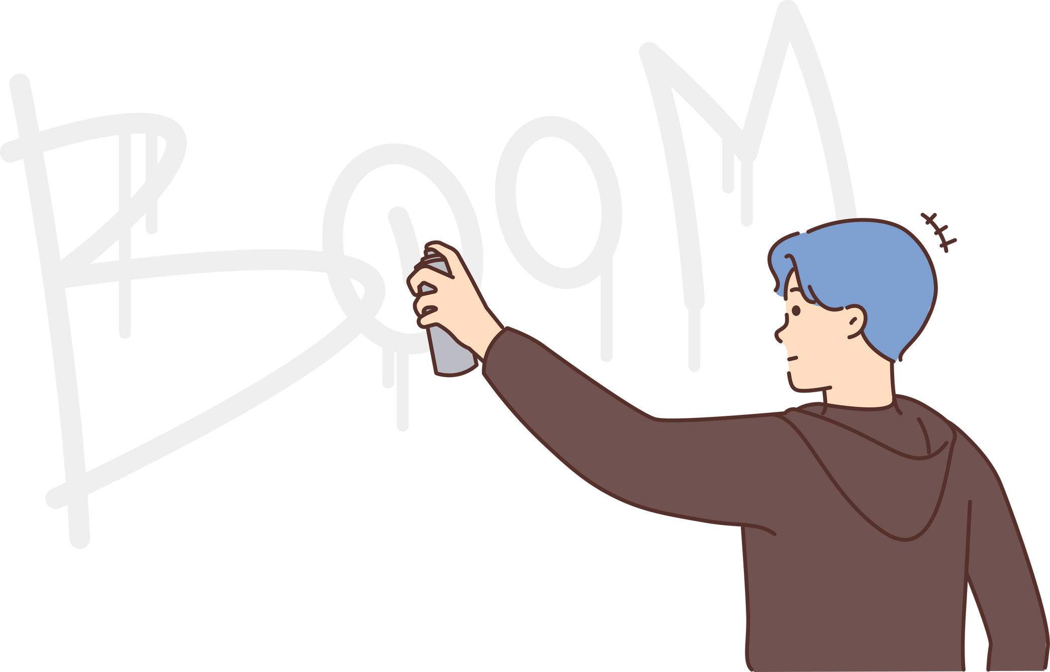 Eccentric man painting graffiti on wall